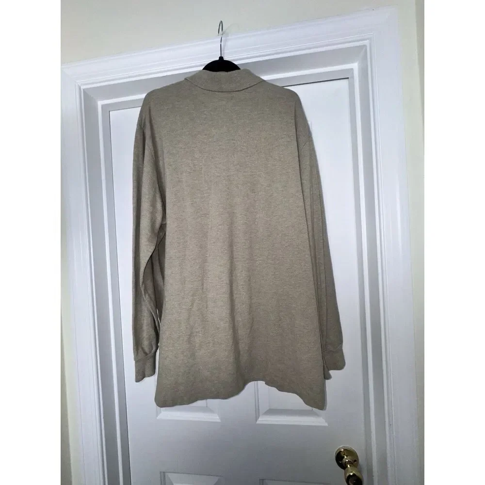 Polo Ralph Lauren Mens Shirt Size XXL Beige Long Sleeve Polo Cotton‎ Logo